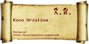 Kocs Urzulina névjegykártya